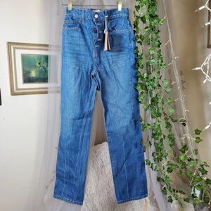 New Reformation Cynthia Button Fly High Rise Straight Jeans Sz 23/26" NWT $178